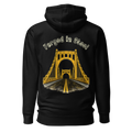 Forged in Steel with Gold Pittsburgh Bridge Design on a black hoodie