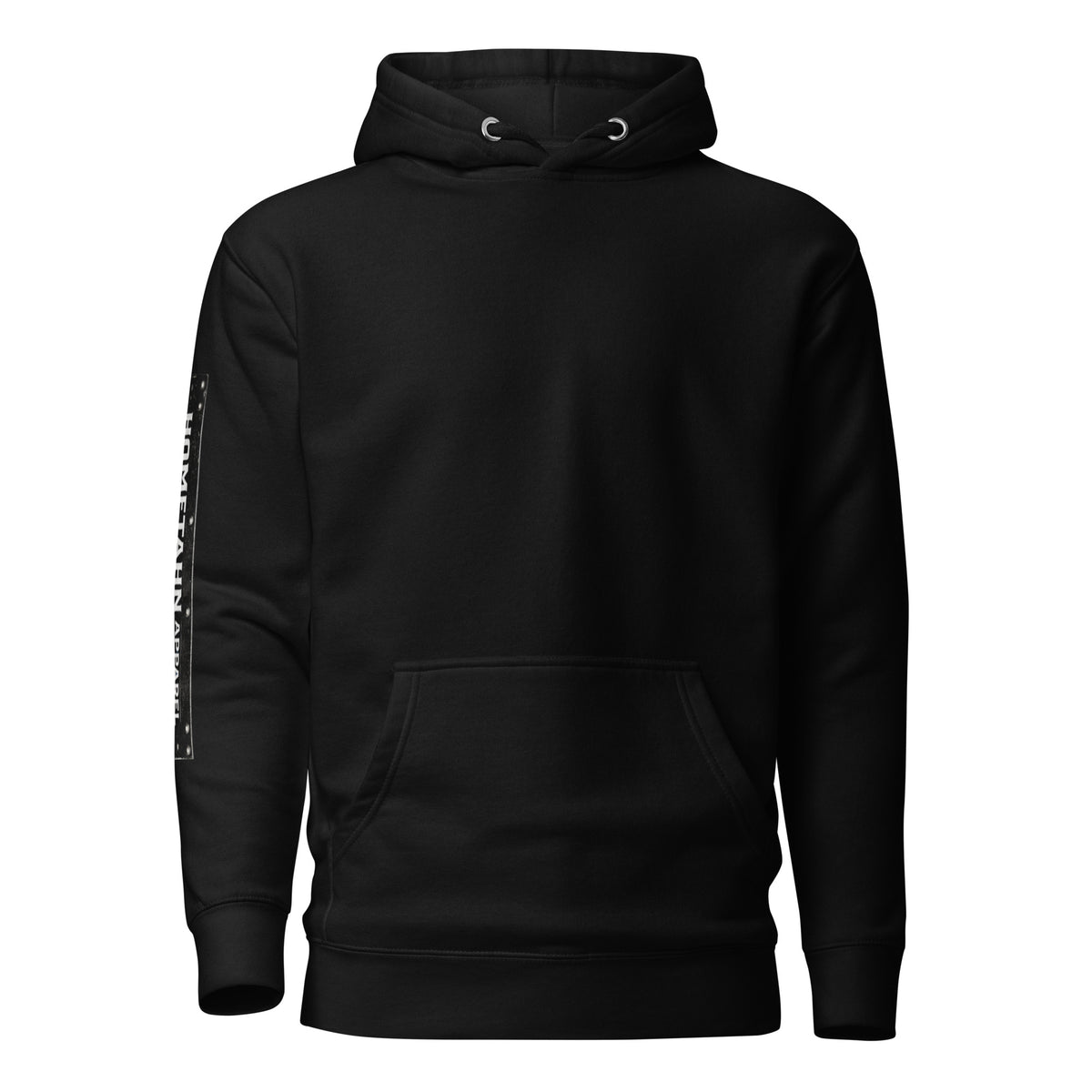 front of a black hoodie