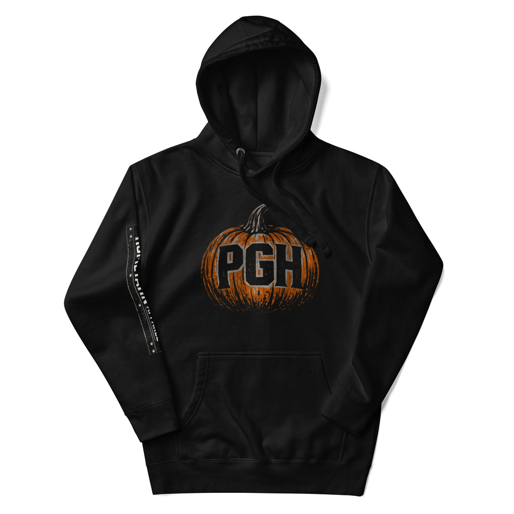 Pittsburgh Pumpkin Design on Black hoodie