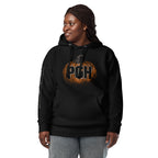 Woman wearing PGH Pumpkin Design on Black hoodie