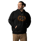 Man wearing PGH Pumpkin Design on Black hoodie