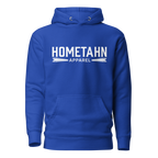 Royal Blue hoodie with "HOMETAHN APPAREL" logo on front.